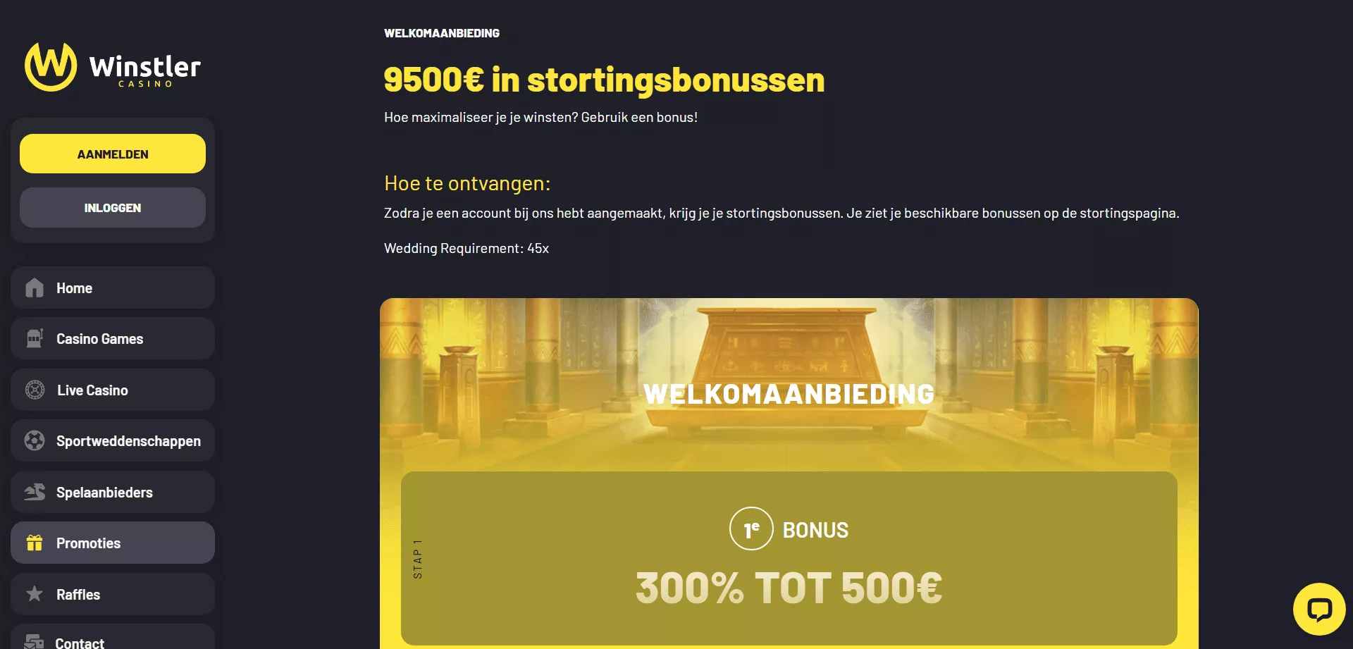 Promotiepagina op de Winstler -website